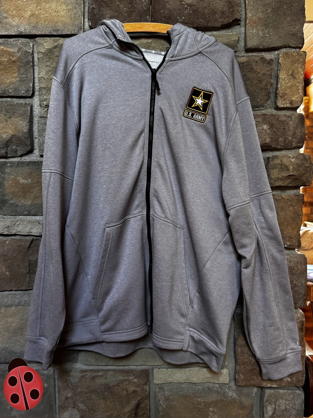 U.S. Army Gray Full Zip Hooded Jacket with Patch -XL
